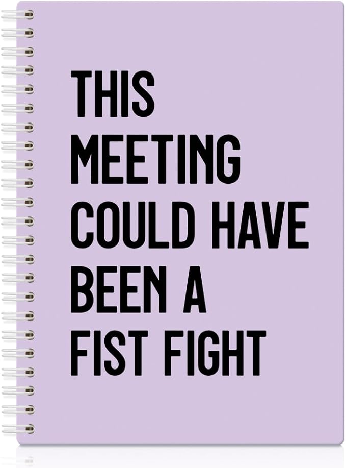 XQLZY This Meeting Could Have Been A Fist Fight Purple Spiral Notebook, Funny Corporate Humor Notepad, Office Sarcastic Humor Gifts for Men Women Coworker BFF Friend, Coworker Christmas Gifts
