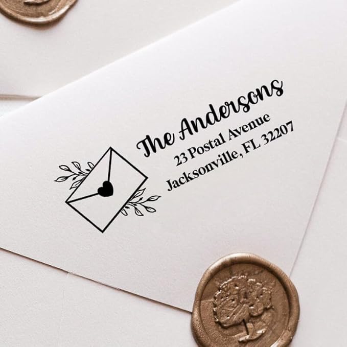 Custom Floral Address Stamp | Choose from 12 Designs | Multiple Ink Color Options | Envelope Return Address Stamp for Couple or Family (Design 3, Extra Large)