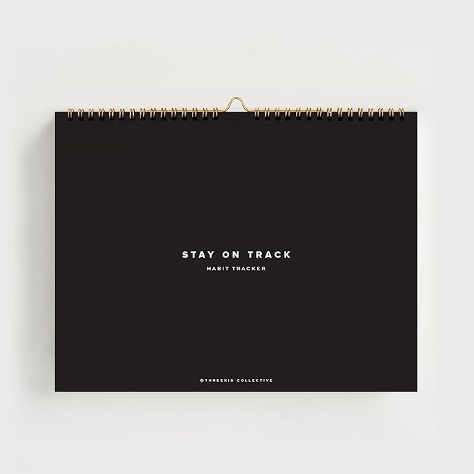 Stay on Track Habit Tracker Wall Calendar – Daily, Weekly & Monthly Habit Journal for Goal Setting & Productivity – Undated Spiral Planner by ThreeKin Collective