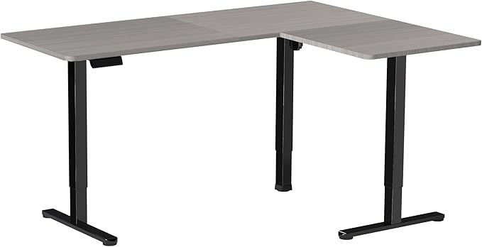 VIVO Electric Corner 63 x 55 inch L-Shaped Standing Desk, Memory Height Adjustment, Dark Gray Top Black Frame, DESK-E3CTG