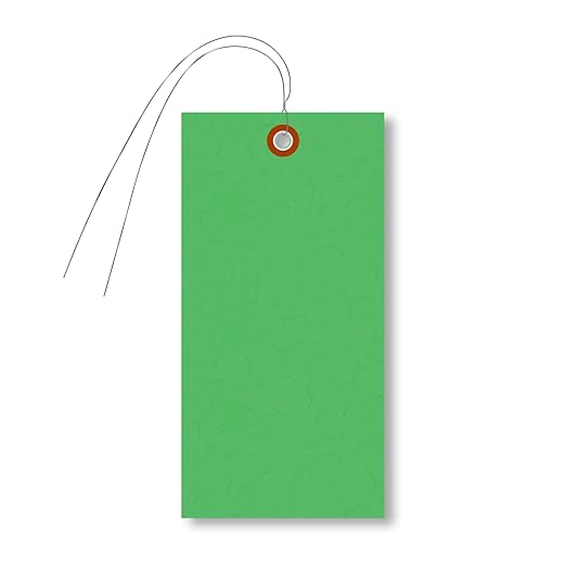 SmartSign (Pack of 1000) 6.25 x 3.125 inch “Green” Blank Tyvek Shipping Tags with Wire, Size #8, 8 mil Thick Tyvek