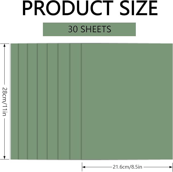 30 Sheets Sage Green Cardstock 8.5'' x 11'', 250gsm/92lb Heavyweight Cover Cardstock Paper, Thick and Smooth Card Stock Perfect for Invitations, Menus, Crafts, DIY Cards, Arts and Crafts