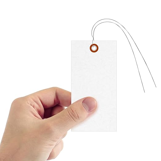 SmartSign White Shipping Tags with Wire, Size #6, Pack of 1000 | 5 1/4" x 2 5/8"