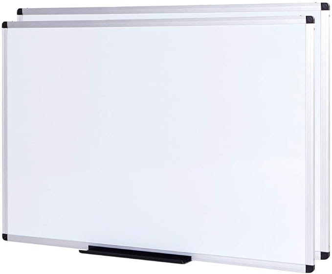 VIZ-PRO Large Magnetic Dry Erase White Board for Wall, 48 X 48 inches, Pack of 2, 4' x 4' Aluminum Framed Whiteboard with Marker Tray for School Office Home