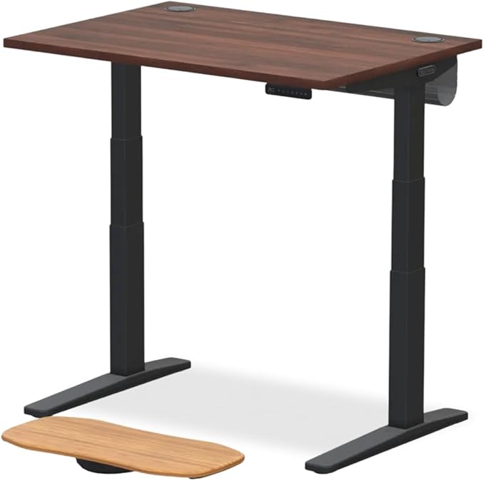 UPLIFTDESK V3 2-Leg Walnut Laminate Wood Standing Desk – Adjustable Height, Advanced 1-Touch Memory Keypad, Under Desk Cable Management, Wire Grommets & Rocker Board (Black C-Frame, 48 x 30 inch)