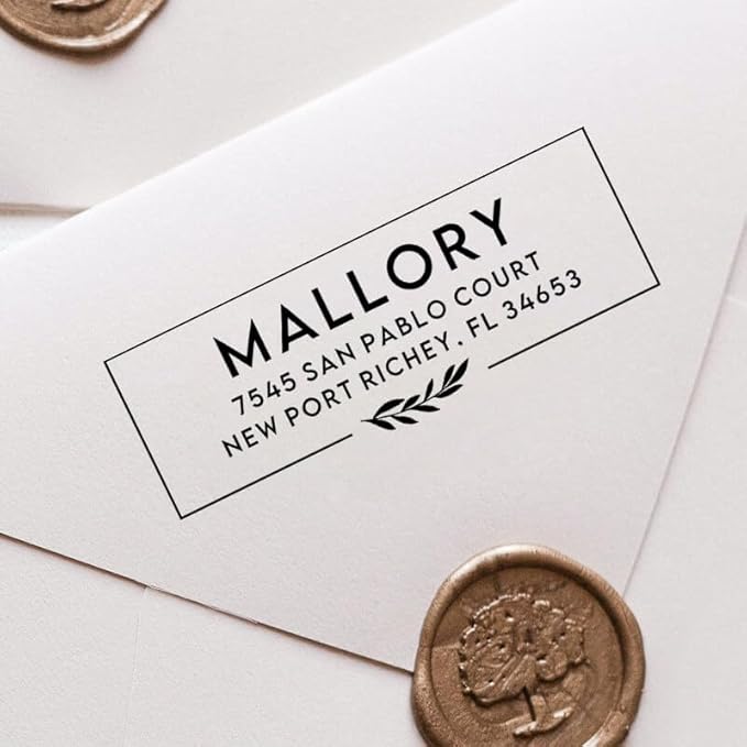 Custom Floral Address Stamp | Choose from 12 Designs | Multiple Ink Color Options | Envelope Return Address Stamp for Couple or Family (Design 1, Large)