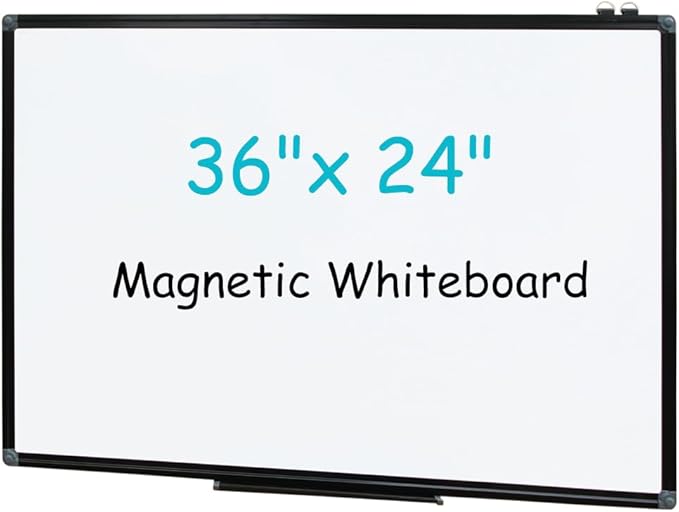 XIWODE 24x36 Inch Magnetic Dry Erase Whiteboard，Black Aluminum Frame Wall-Mounted for Home School Office Conference Room