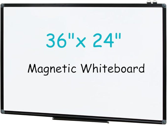 XIWODE 24x36 Inch Magnetic Dry Erase Whiteboard，Black Aluminum Frame Wall-Mounted for Home School Office Conference Room