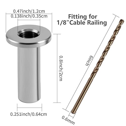 120 Pack Cable Railing Protector Sleeves,T316 Stainless Steel Protective Sleeves for 1/8" 5/32" or 3/16" Deck Cable Railing | Wood/Composite Posts/DIY Balustrade