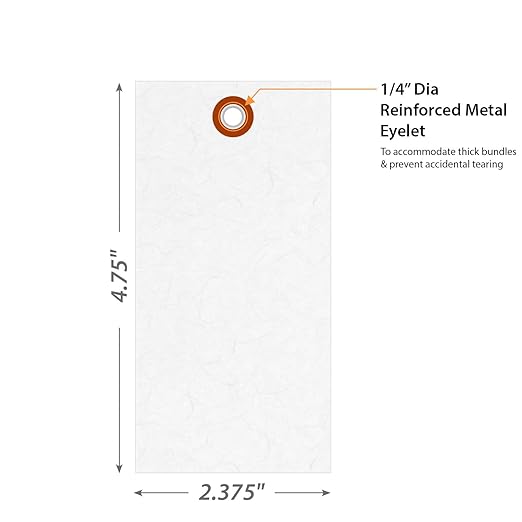 SmartSign Blank White Shipping Tags, Size #5, Pack of 1000 | 4 3/4" x 2 3/8", Made in USA
