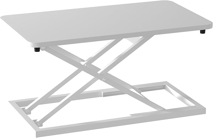 Decoholic White Small Single 24 inch Scissors Lift Keyboard and Mouse Riser ,Height Adjustable Standing Desk Converter,for Ergonomic Sit Stand Workstations (24 inch WH)