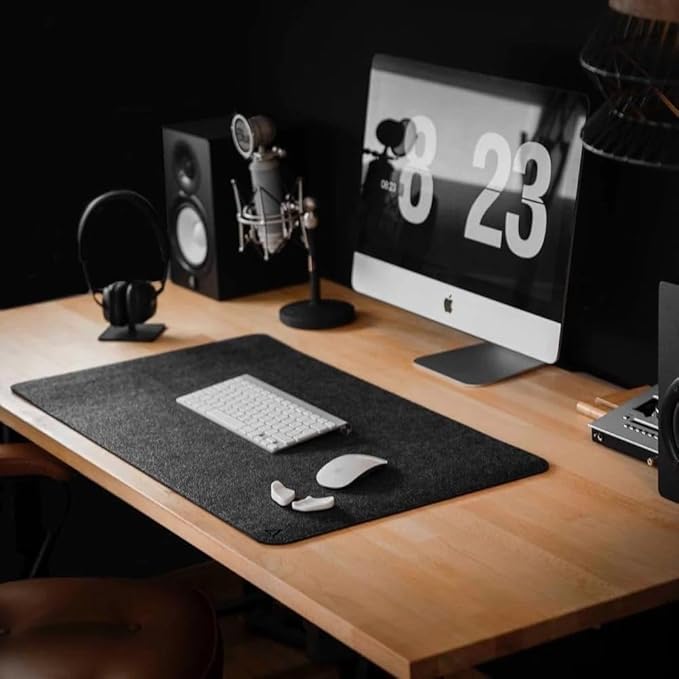 DELTAHUB - Minimalistic Felt Desk Protective Pad, Anti-Fray, Anti-Slip, Easy to Clean, Easy Glide, Long Lasting, Sleek Design, Comfortable, Resistant, Desk Mat, PC, Mac, Laptop - Small (11x25inch)
