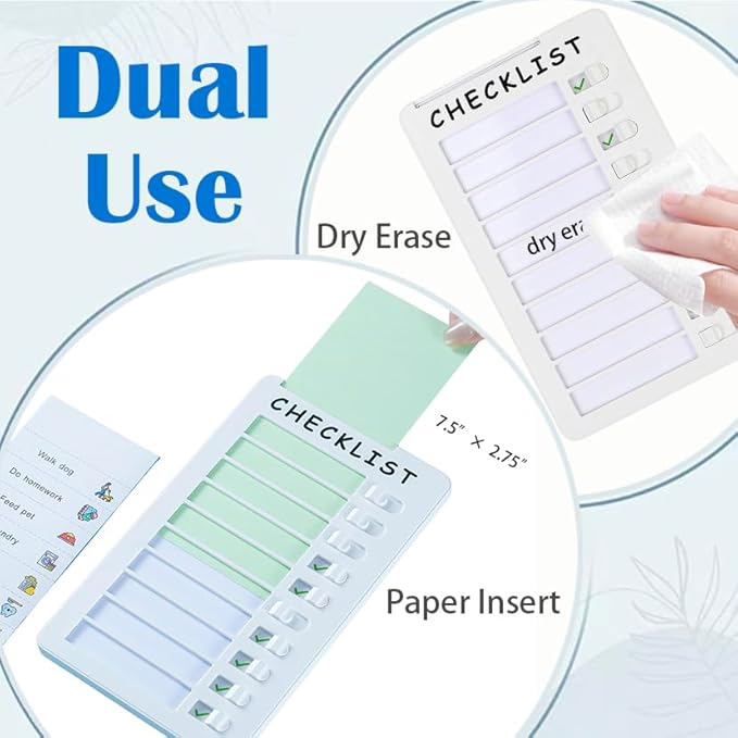 2pcs Dry Erase Chore Chart, Standable Whiteboard Checklist Board, Chore Chart for Kids Routine Chart with Two Markers (Standable)