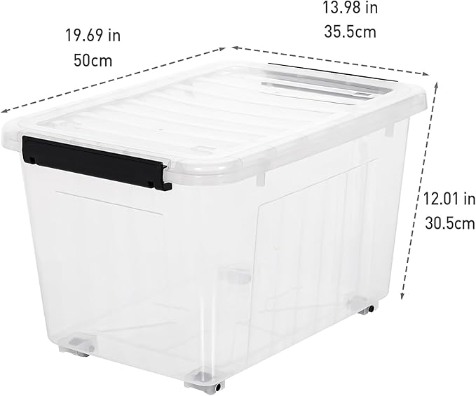 Citylife 54 QT Clear Plastic Storage Bins with Lids Stackable Storage Boxes with Lids Large Plastic Storage Containers for Garage Closet Kitchen 2 Packs