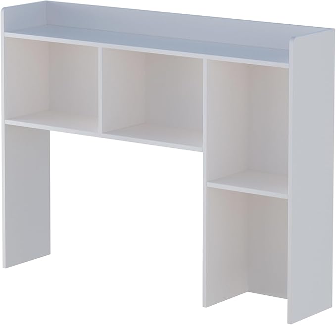 OSCHF Wooden Desktop Hutch Bookshelf - Free Standing Desk Storage Shelf with Top Edge for Computer Desk, Desktop Bookcase for Dorm, Home or Office, Countertop Organizer, White, 45.3"