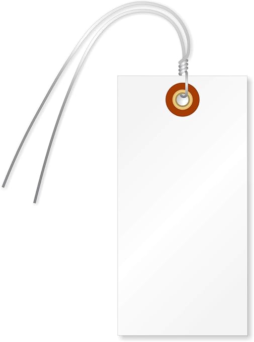 SmartSign Blank Tyvek Shipping Tags with Wire, Size #5 | 4 3/4" x 2 3/8", Pack of 100, White