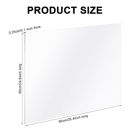 Roowest 3 Pcs 24'' x 36'', 1/8 Inch Thick Clear Acrylic Sheet Panels Transparent Cast Sheet Plastic Panels with Protective Film Cut to Size Cast Acrylic Board for Craft DIY Projects