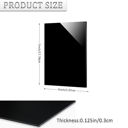 4 Pieces Black Acrylic Sheet, 5 x 7 Inch 1/8 Inch Thick, Black Cast Plexiglass Sheets for DIY Display, Handcraft, Home Decor, Painting, Display Stand, Photo Frame, Easy to Cut