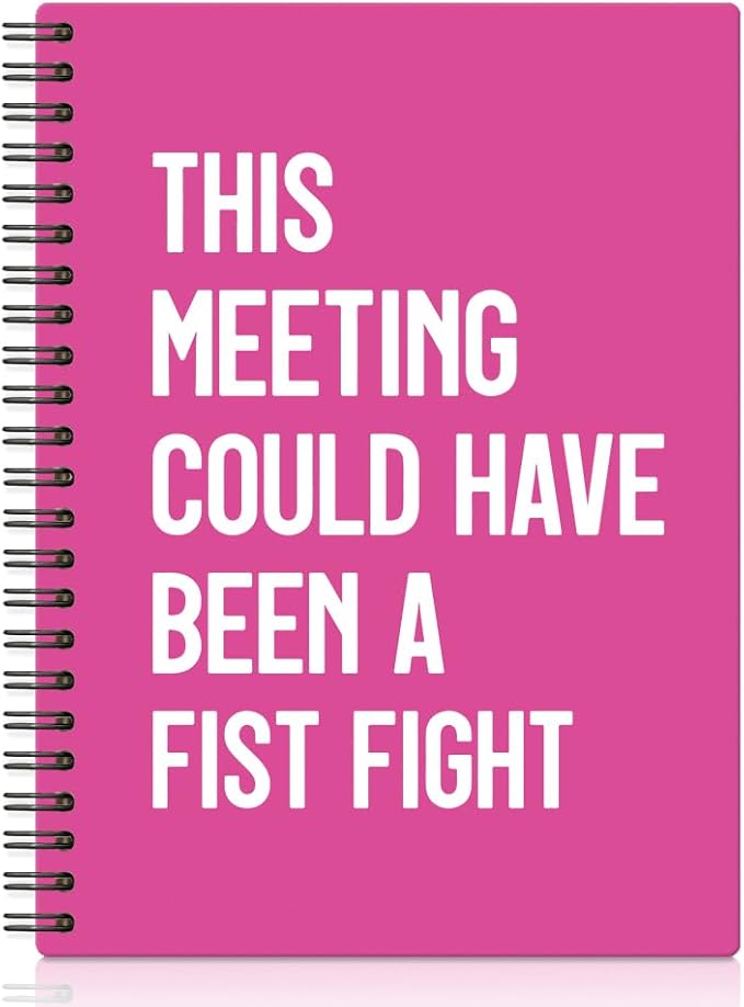 XQLZY This Meeting Could Have Been A Fist Fight Rose Red Spiral Notebook, Funny Corporate Humor Notepad, Office Sarcastic Humor Gifts for Men Women Coworker BFF Friend, Coworker Christmas Gifts