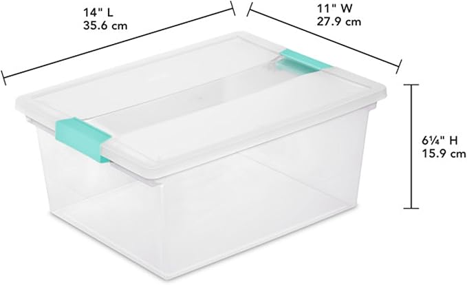 Sterilite 16-Pack Clip Box, Stackable Clear Plastic Bins with Latching Lids, Deep - Writing, Arts or Crafts Supplies Storage Containers for Home, Office, Classroom and Workshop Organization