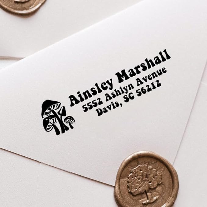 Custom Floral Address Stamp | Choose from 12 Designs | Multiple Ink Color Options | Envelope Return Address Stamp for Couple or Family (Design 12, Extra Large)