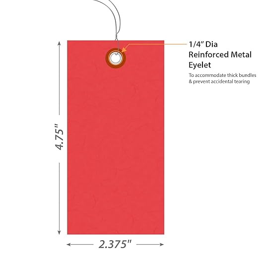 SmartSign Blank Red Shipping Tags with Wire | 4 3/4" x 2 3/8" Tyvek, Pack of 1000, Made in USA