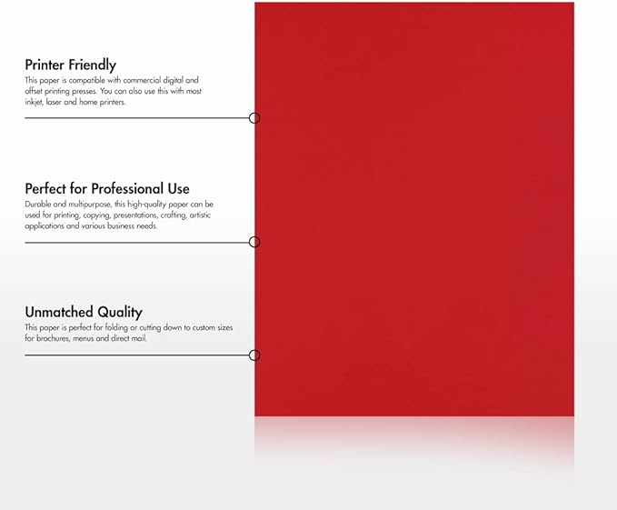 LUXPaper 8.5" x 11" Paper | Letter Size | Ruby Red | 80lb. Text | 500 Qty