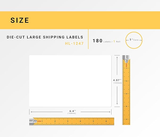 HOUSELABELS Compatible with DK-1247 Replacement Roll for Brother QL Label Printers; 180 Large Shipping Labels; 4.07" x 6.4" (103mm*163mm) - 8 Rolls