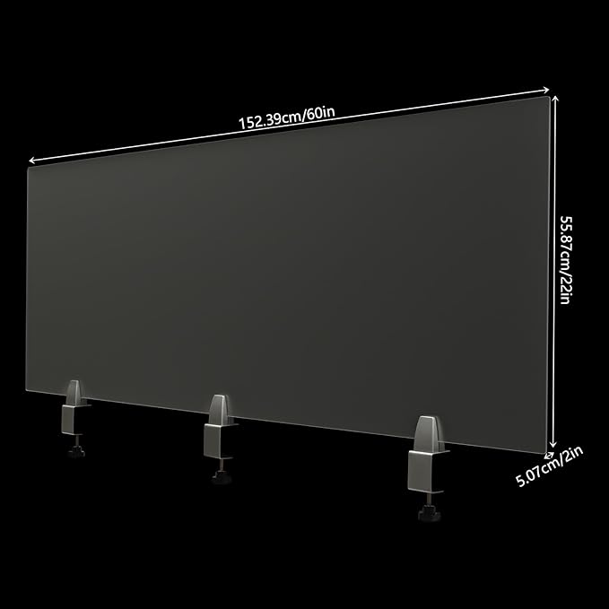 KONKENIE Acrylic Office Privacy Partition Indoor Desk Divider Guard Rectangle Desktop Privacy Panel Privacy Shield Screen for Classroom Office Reception Station Bakery Translucent (60x22x2”,1PCS)