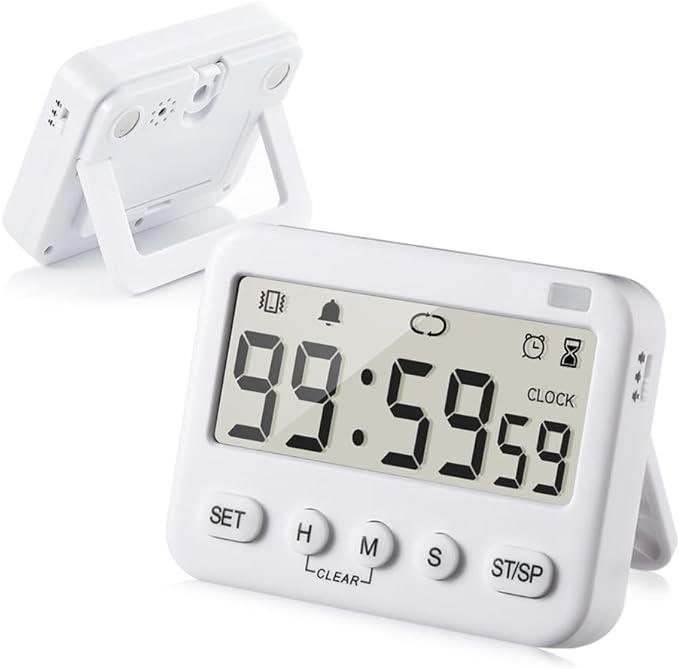 GH 99 Hours Full Featured Timer, Reminder Mode (Vibrate, Sound, Flash), Timing Function (Clock, Alarm, Stopwatch, Countdown, Cycle), Compatible with Pokémon Sleep Plus+, Kitchen Timer Magnetic