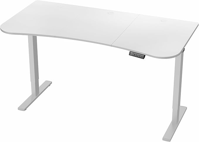 VIVO Electric 63 x 32 in Standing Desk, Memory Height Adjustment, 1B Series, Holds 220 lbs, White Top Gray Frame, DESK-KIT-1G1W