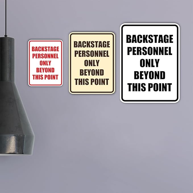 Portrait Round Backstage Personnel Only Beyond This Point Door or Wall Sign Easy Installation | Music | Concert | Festivals Sign (Black) - Small (10 Pack)