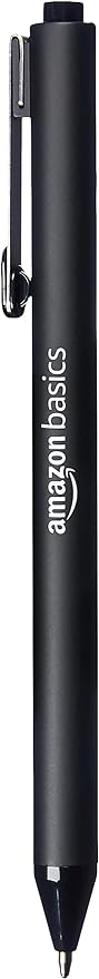 Amazon Basics Black Ballpoint Pens for Smooth Writing, Retractable, 12-Pack