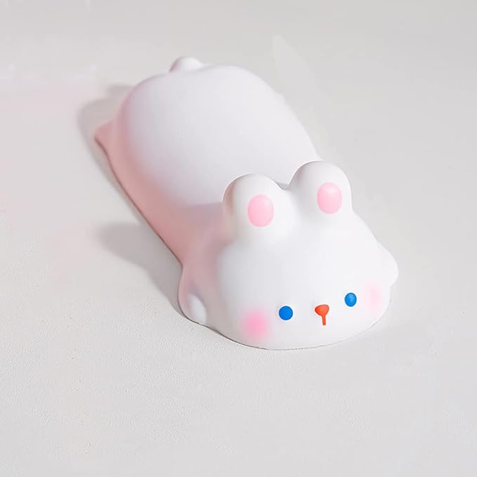 Cityhermit Cute Wrist Rest Support for Mouse Keyboard Computer Arm Rest for Desk Ergonomic Kawaii Office Supplies Slow Rising PU Mouse Pad (White Rabbit)