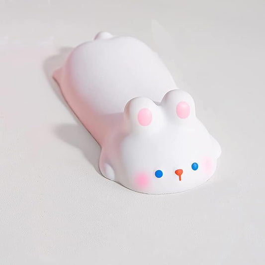 Cityhermit Cute Wrist Rest Support for Mouse Keyboard Computer Arm Rest for Desk Ergonomic Kawaii Office Supplies Slow Rising PU Mouse Pad (White Rabbit)