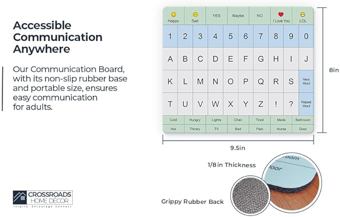 Adult Communication Board - Non-Slip, Portable Letter Chart for Non-Verbal, Stroke Recovery, Effective Visual Aids for Non-Speaking Patients, Pain Scale, QWERTY or ABC (ABC - 3 Pack)