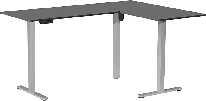 VIVO Electric Corner 63 x 55 inch L-Shaped Standing Desk, Memory Height Adjustment, Black Top Gray Frame, DESK-E3CTGB