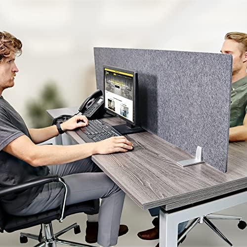 OBEX Free Standing Desk PET Privacy Screen, Table Top Home & Office Furniture Partitions and Dividers, Portable Workstation Freestanding Panels, 18" x 60" Shadow