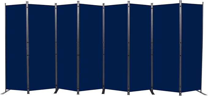 CHOSENM Room Divider, 8 Panel Folding Privacy Screens with Wider Support Feet, 6 Ft Portable Room Partition for Room Separator, 176" W X 71" H, Navy Blue