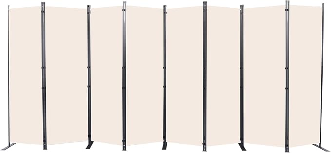 CHOSENM Room Divider, 8 Panel Folding Privacy Screens with Wider Support Feet, 6 Ft Portable Room Partition for Room Separator, 176" W X 71" H, Beige