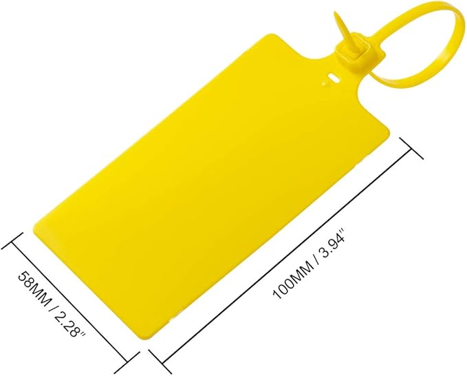 400Pcs Plastic Seals Shipping Label Tags, Writable Marker Big Sign Tie for Logistics, 255mm Total Length Self Locking Inventory Waterproof Tag Fastener with 3 Marker Pen (Yellow)