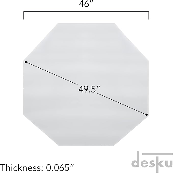 DESKU - Octagon Gaming Chair Mat, Computer and Office Chair Mat for Hard Floors, Clear, 46 Inches x 49.5 Inches, Made in The USA
