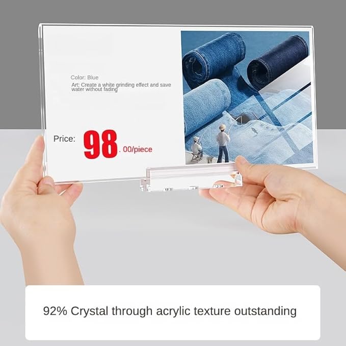 ECKEK Magnetic Sign Holder Grip Holder, Powerful Magnet, Acrylic Sign Holder for Retail Shelves Display Store Vendor Event Warehouse and Shop Supplies (Acrylic Base 297*210mm/11.69*8.27inches)