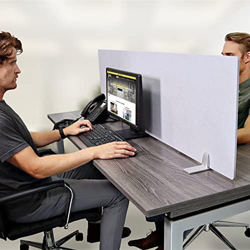 OBEX Free Standing Desk PET Privacy Screen, Table Top Home & Office Furniture Partitions and Dividers, Portable Workstation Freestanding Panels, 18" x 24" Stone