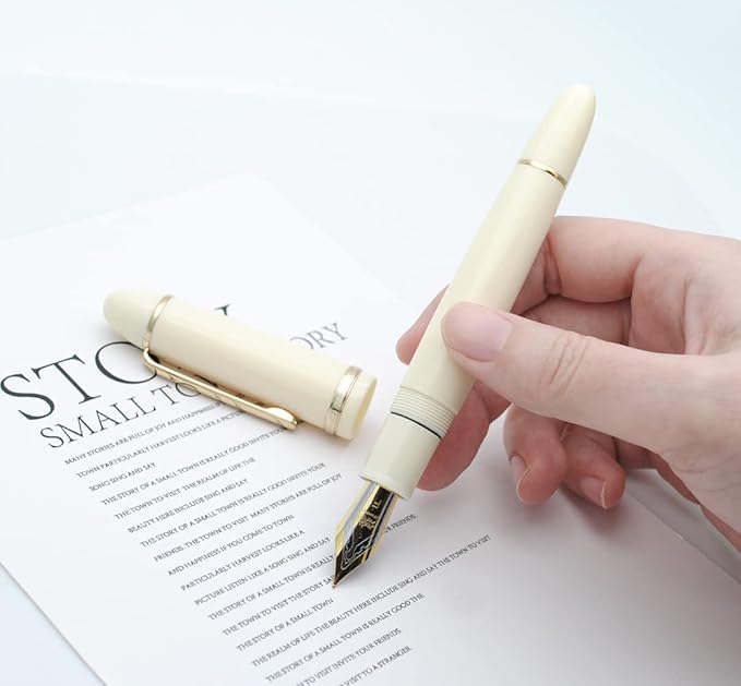 JINHAO X159 Fountain Pen (F Nib 0.5mm, Ivory White with Gold Clip)