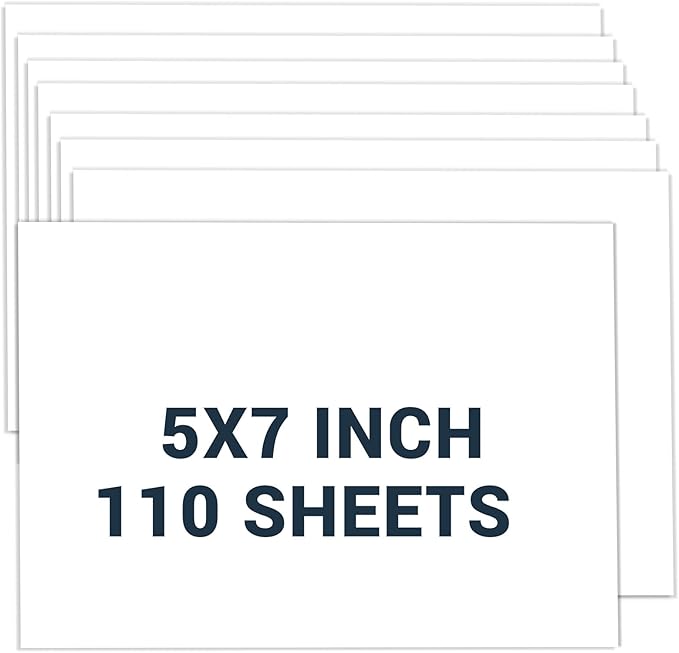 Cardstock 5x7, 110 Sheets Card Stock, White Thick Printer Paper 75 lb/200 gsm, Heavy Card stock, Cardstock Paper for Invitations, Diy Cards, Business Cards, Menus, Crafts, Drawing etc