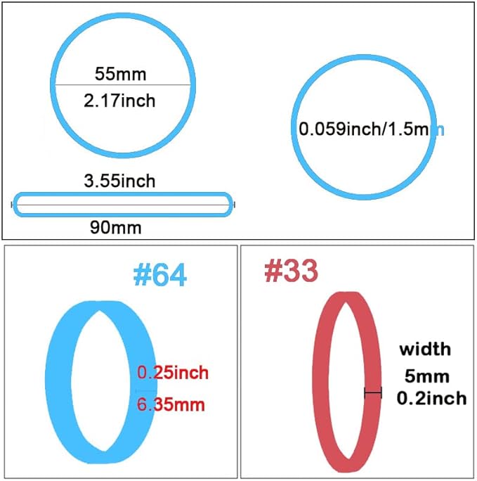 AMUU Rubber Bands Assorted Multicolor 0.5 lb/227g Size #64#33 Size #16 Rubber Bands for Office Supplies Home Money Elastic Bands