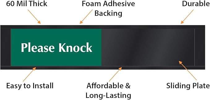 SmartSign In Session Do Not Disturb/Please Knock Slider Door Sign for Training, Office, Therapist, Conference | 2.25" x 10" Plastic Black, Made in USA