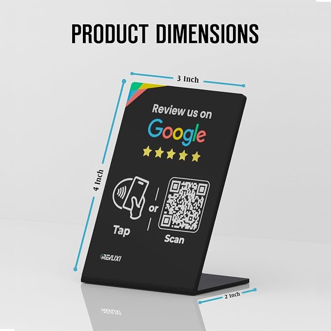 REVLIXI Google Review Stand (3 PCS)- Boost Reviews w/ 3x4 inch Reusable Google Review Tap Card Stand & QR Code Stand -No App,No Subscription- Android & iPhone Compatible- Google Reviews Made Easy