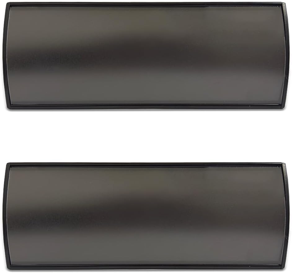 Set of 2 Curved Name Plate Holder for Doors 8" x 3" Wall Mount Office Business Door Sign Holder Aluminum Sign Frame with Adhesive Tape Plastic Film for Office Business Display(Black)